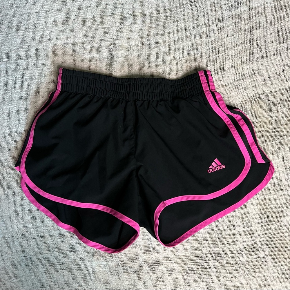 Adidas Women's Black Shorts Pink Trim Size XS (Extra Small) 3” Running Short